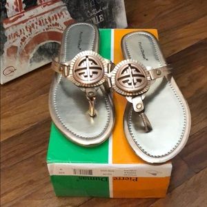 Gold sandals new never worn
